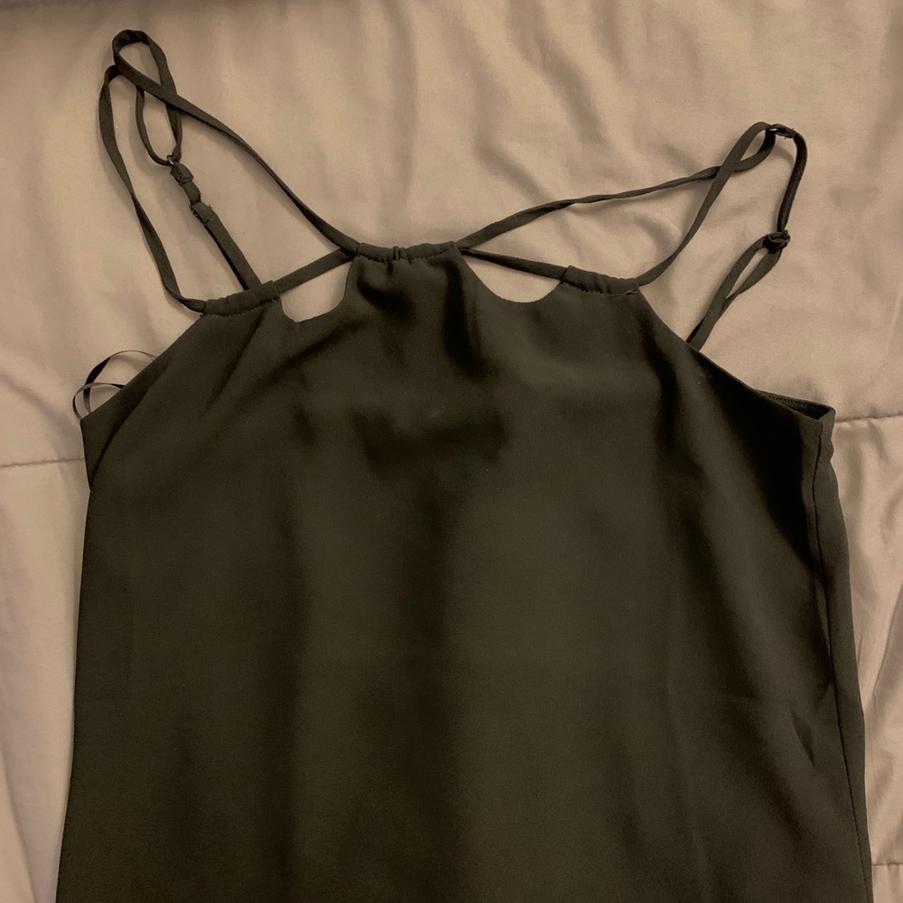 Semi formal black crossed tank top